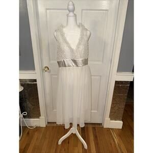 Katie white knee-length or midi wedding or bridal shower dress 3X